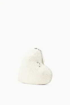 STAUD Bridal Accessories-BEADED HEART CLUTCH - CREAM