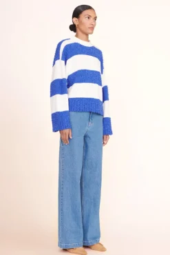 STAUD -DELANEY SWEATER - WHITE ATLANTIC RUGBY STRIPE
