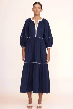 STAUD -DEMI DRESS - NAVY WHITE