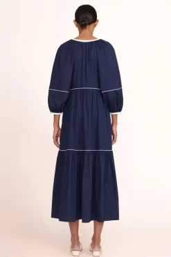 STAUD -DEMI DRESS - NAVY WHITE