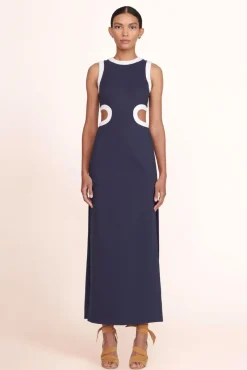STAUD -DOLCE DRESS - NAVY WHITE
