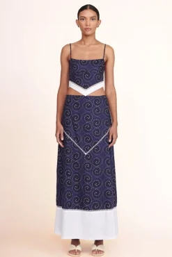 STAUD -KATHLEEN SKIRT - NAVY WHIRLPOOL WHITE