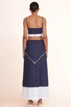 STAUD -KATHLEEN SKIRT - NAVY WHIRLPOOL WHITE
