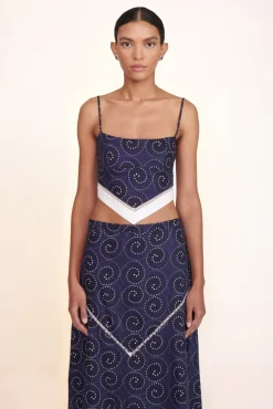 STAUD -LOYALTY TOP - NAVY WHIRLPOOL WHITE