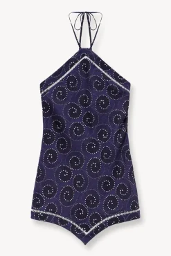 STAUD -MEGAN DRESS - NAVY WHIRLPOOL WHITE
