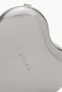 STAUD -METAL HEART CLUTCH - SILVER