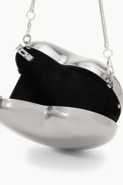 STAUD -METAL HEART CLUTCH - SILVER