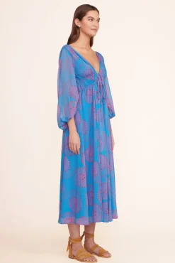 STAUD -MIDI SHELBY DRESS - PACIFIC WHIRLPOOL