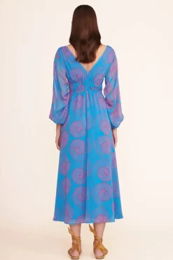 STAUD -MIDI SHELBY DRESS - PACIFIC WHIRLPOOL