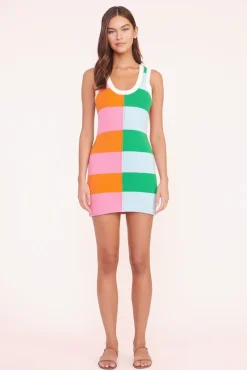 STAUD -MINI SEASHORE DRESS - MULTI RUGBY STRIPE