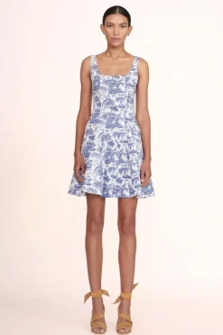 STAUD -MINI WELLS DRESS - BLUE TOILE