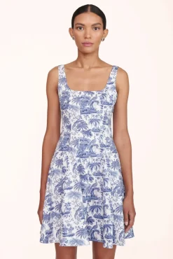 STAUD -MINI WELLS DRESS - BLUE TOILE