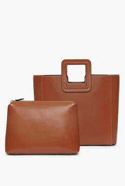 STAUD -SHIRLEY LEATHER BAG SADDLE - TAN