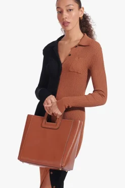 STAUD -SHIRLEY LEATHER BAG SADDLE - TAN