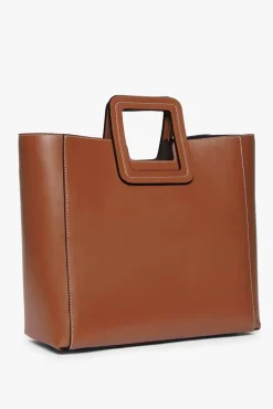 STAUD -SHIRLEY LEATHER BAG SADDLE - TAN