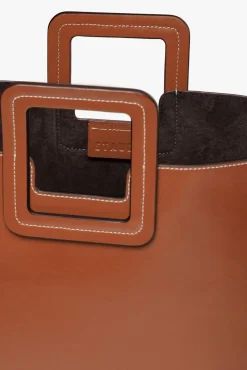 STAUD -SHIRLEY LEATHER BAG SADDLE - TAN