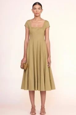 STAUD -SHORT SLEEVE WELLS DRESS - KHAKI