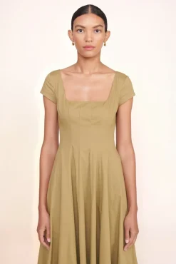 STAUD -SHORT SLEEVE WELLS DRESS - KHAKI