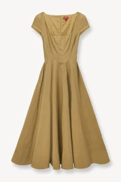 STAUD -SHORT SLEEVE WELLS DRESS - KHAKI