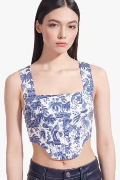 STAUD - ALICE TOP CHINA BLUE TOILE
