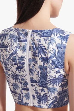 STAUD - ALICE TOP CHINA BLUE TOILE