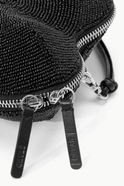 STAUD - BEADED HEART CLUTCH BLACK