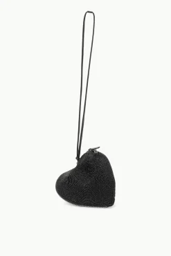 STAUD Bridal Accessories- BEADED HEART CLUTCH BLACK