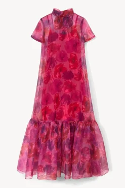 STAUD - CALLUNA DRESS MAGENTA PAINTED FLORAL