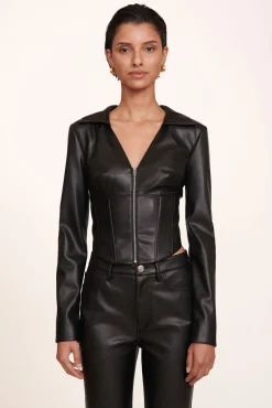 STAUD - CHISEL PANT BLACK VEGAN LEATHER