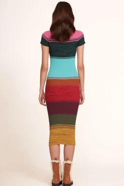 STAUD - COLLEEN DRESS MOSAIC STRIPE