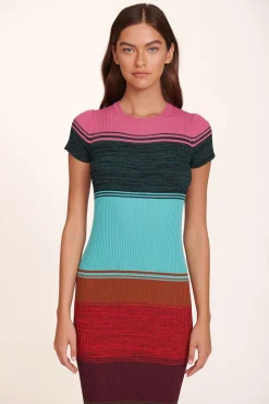 STAUD - COLLEEN DRESS MOSAIC STRIPE