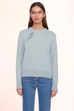 STAUD Pet Sweats & Knits- CUSTOM CASHMERE CREWNECK SWEATER LIGHT BLUE