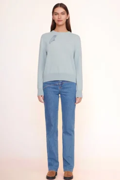 STAUD Pet Sweats & Knits- CUSTOM CASHMERE CREWNECK SWEATER LIGHT BLUE