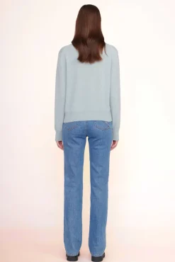 STAUD Pet Sweats & Knits- CUSTOM CASHMERE CREWNECK SWEATER LIGHT BLUE