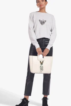 STAUD Pet Handbags- CUSTOM SHIRLEY LEATHER BAG CREAM