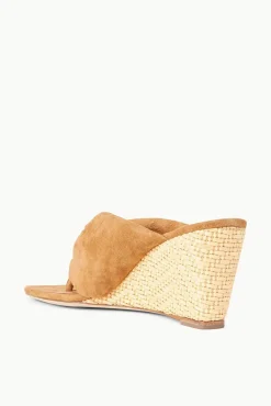 STAUD - DAHLIA WEDGE CASHEW SUEDE NATURAL RAFFIA CASHEW NATURAL