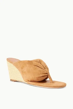 STAUD - DAHLIA WEDGE CASHEW SUEDE NATURAL RAFFIA CASHEW NATURAL