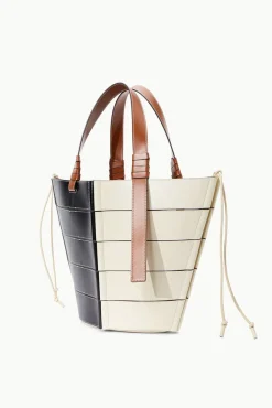 STAUD - DIAMOND TOTE CREAM TAN BLACK