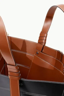 STAUD - DIAMOND TOTE CREAM TAN BLACK