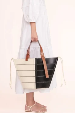 STAUD - DIAMOND TOTE CREAM TAN BLACK