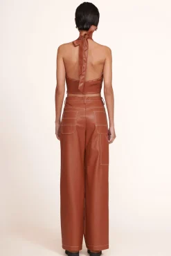 STAUD - DOMINO PANT WHISKEY VEGAN LEATHER
