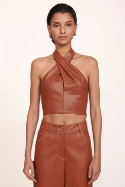 STAUD - DOMINO PANT WHISKEY VEGAN LEATHER