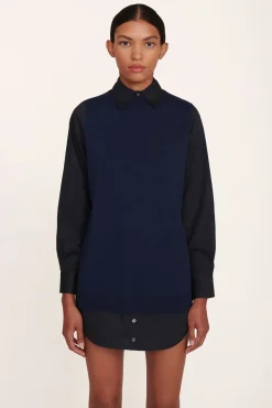 STAUD - FERN DRESS NAVY BLACK