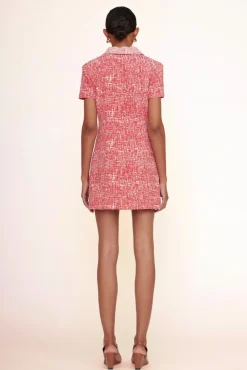 STAUD - FLYING DRESS PAPAYA CROSSHATCH