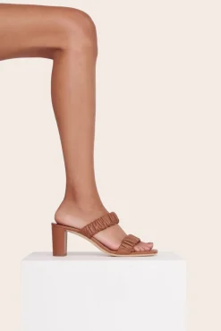 STAUD - FRANKIE RUCHED SANDAL TAN