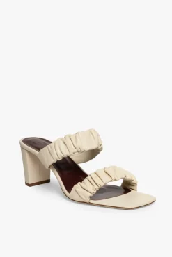STAUD - FRANKIE RUCHED SANDAL CREAM