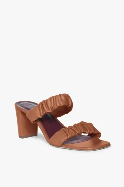 STAUD - FRANKIE RUCHED SANDAL TAN