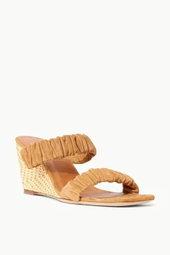 STAUD - FRANKIE WEDGE CASHEW SUEDE NATURAL RAFFIA CASHEW NATURAL