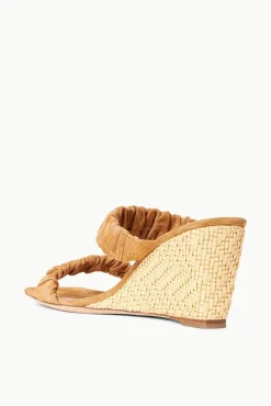 STAUD - FRANKIE WEDGE CASHEW SUEDE NATURAL RAFFIA CASHEW NATURAL