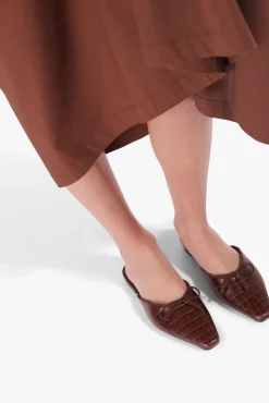 STAUD - GINA MULE BROWN CROC EMBOSSED